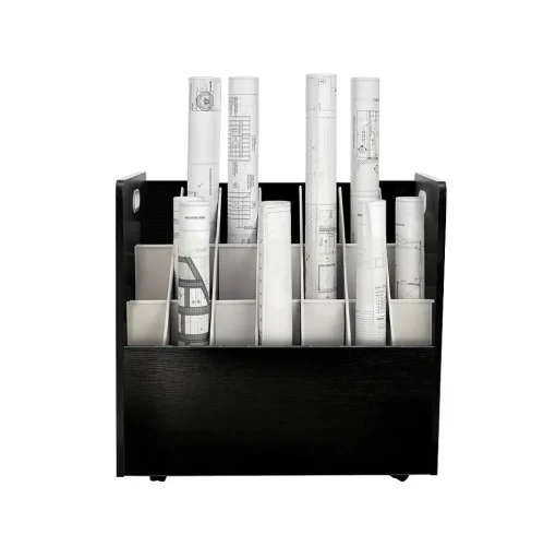 AdirOffice File Cabinets<21-Slot Mobile Roll File, 28.5"H x 30"W x 15.75"D, Black (625-BLK-2PK)