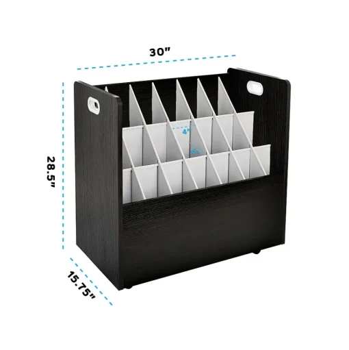 AdirOffice File Cabinets<21-Slot Mobile Roll File, 28.5"H x 30"W x 15.75"D, Black (625-BLK-2PK)