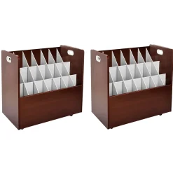 AdirOffice File Cabinets<21-Slot Mobile Roll File, 28.5"H x 30"W x 15.75"D, Mahogany, 2/Pack (625-MA-2PK)