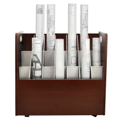 AdirOffice File Cabinets<21-Slot Mobile Roll File, 28.5"H x 30"W x 15.75"D, Mahogany, 2/Pack (625-MA-2PK)