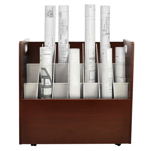 AdirOffice File Cabinets<21-Slot Mobile Roll File, 28.5"H x 30"W x 15.75"D, Mahogany, 2/Pack (625-MA-2PK)