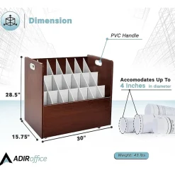 AdirOffice File Cabinets<21-Slot Mobile Roll File, 28.5"H x 30"W x 15.75"D, Mahogany, 2/Pack (625-MA-2PK)