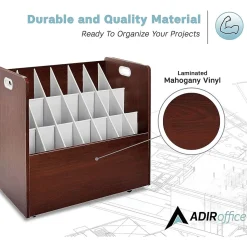 AdirOffice File Cabinets<21-Slot Mobile Roll File, 28.5"H x 30"W x 15.75"D, Mahogany, 2/Pack (625-MA-2PK)