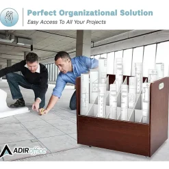 AdirOffice File Cabinets<21-Slot Mobile Roll File, 28.5"H x 30"W x 15.75"D, Mahogany, 2/Pack (625-MA-2PK)