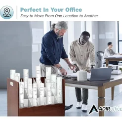 AdirOffice File Cabinets<21-Slot Mobile Roll File, 28.5"H x 30"W x 15.75"D, Mahogany, 2/Pack (625-MA-2PK)
