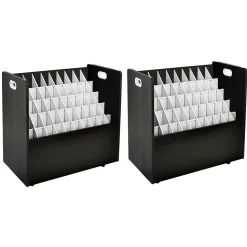 AdirOffice File Cabinets<50-Slot Mobile Roll File, 28.5"H x 30"W x 15.75"D, Black (626-BLK-2PK)