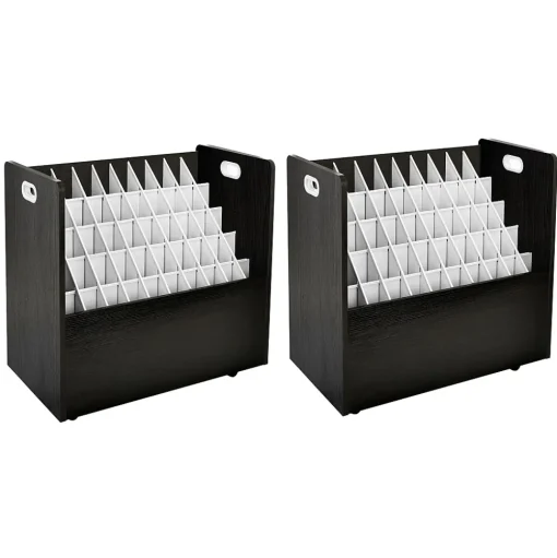 AdirOffice File Cabinets<50-Slot Mobile Roll File, 28.5"H x 30"W x 15.75"D, Black (626-BLK-2PK)