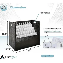 AdirOffice File Cabinets<50-Slot Mobile Roll File, 28.5"H x 30"W x 15.75"D, Black (626-BLK-2PK)