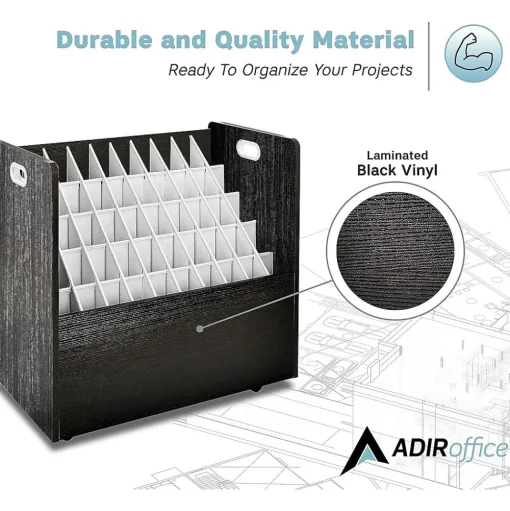 AdirOffice File Cabinets<50-Slot Mobile Roll File, 28.5"H x 30"W x 15.75"D, Black (626-BLK-2PK)