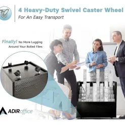 AdirOffice File Cabinets<50-Slot Mobile Roll File, 28.5"H x 30"W x 15.75"D, Black (626-BLK-2PK)