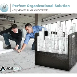 AdirOffice File Cabinets<50-Slot Mobile Roll File, 28.5"H x 30"W x 15.75"D, Black (626-BLK-2PK)