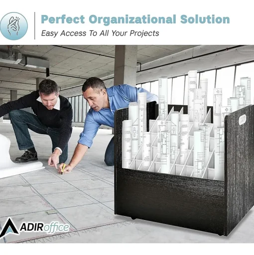 AdirOffice File Cabinets<50-Slot Mobile Roll File, 28.5"H x 30"W x 15.75"D, Black (626-BLK-2PK)