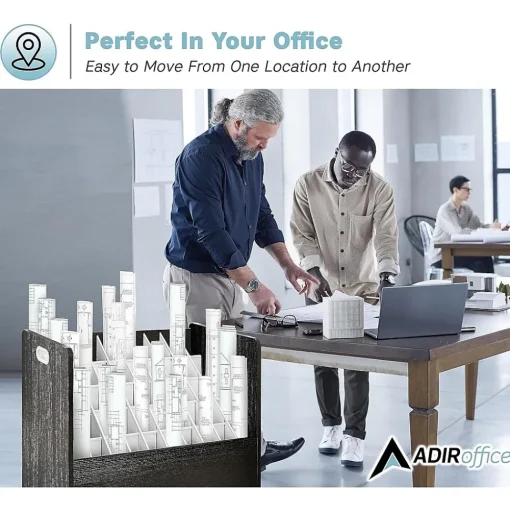 AdirOffice File Cabinets<50-Slot Mobile Roll File, 28.5"H x 30"W x 15.75"D, Black (626-BLK-2PK)