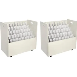 AdirOffice File Cabinets<50-Slot Mobile Roll File, 28.5"H x 30"W x 15.75"D, White (626-WHI-2PK)