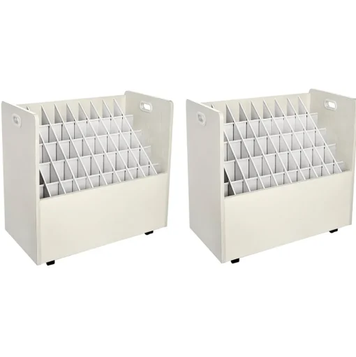 AdirOffice File Cabinets<50-Slot Mobile Roll File, 28.5"H x 30"W x 15.75"D, White (626-WHI-2PK)