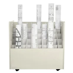 AdirOffice File Cabinets<50-Slot Mobile Roll File, 28.5"H x 30"W x 15.75"D, White (626-WHI-2PK)