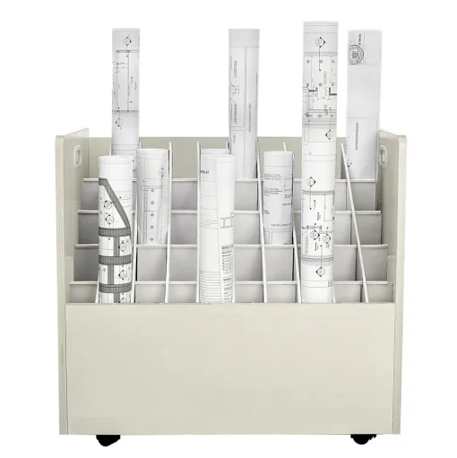AdirOffice File Cabinets<50-Slot Mobile Roll File, 28.5"H x 30"W x 15.75"D, White (626-WHI-2PK)