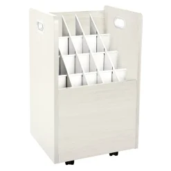 AdirOffice File Cabinets<20-Slot Mobile Roll File, Lockable, 24.75"H x 15.25"W x 13.25"D, White (624-WHI-KIT1)