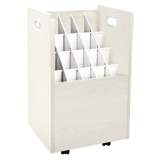 AdirOffice File Cabinets<20-Slot Mobile Roll File, Lockable, 24.75"H x 15.25"W x 13.25"D, White (624-WHI-KIT1)