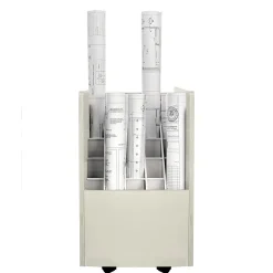 AdirOffice File Cabinets<20-Slot Mobile Roll File, Lockable, 24.75"H x 15.25"W x 13.25"D, White (624-WHI-KIT1)