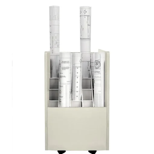 AdirOffice File Cabinets<20-Slot Mobile Roll File, Lockable, 24.75"H x 15.25"W x 13.25"D, White (624-WHI-KIT1)