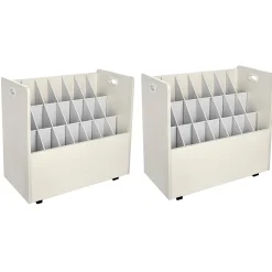 AdirOffice File Cabinets<21-Slot Mobile Roll File, 28.5"H x 30"W x 15.75"D, White, 2/Pack (625-WHI-2PK)