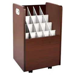 AdirOffice File Cabinets<20-Slot Mobile Roll File, Lockable, 24.75"H x 15.25"W x 13.25"D, Mahogany (624-MA-KIT1)