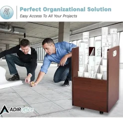 AdirOffice File Cabinets<20-Slot Mobile Roll File, Lockable, 24.75"H x 15.25"W x 13.25"D, Mahogany (624-MA-KIT1)