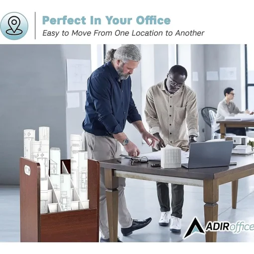 AdirOffice File Cabinets<20-Slot Mobile Roll File, Lockable, 24.75"H x 15.25"W x 13.25"D, Mahogany (624-MA-KIT1)