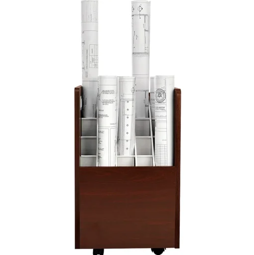 AdirOffice File Cabinets<20-Slot Mobile Roll File, Lockable, 24.75"H x 15.25"W x 13.25"D, Mahogany (624-MA-KIT1)