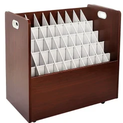 AdirOffice File Cabinets<50-Slot Mobile Roll File, 28.5"H x 30"W x 15.75"D, Mahogany (626-MA-KIT1)