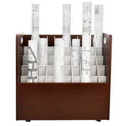 AdirOffice File Cabinets<50-Slot Mobile Roll File, 28.5"H x 30"W x 15.75"D, Mahogany (626-MA-KIT1)