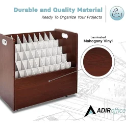 AdirOffice File Cabinets<50-Slot Mobile Roll File, 28.5"H x 30"W x 15.75"D, Mahogany (626-MA-KIT1)