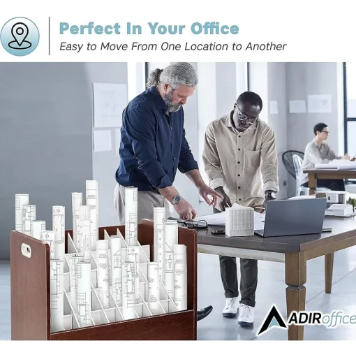 AdirOffice File Cabinets<50-Slot Mobile Roll File, 28.5"H x 30"W x 15.75"D, Mahogany (626-MA-KIT1)