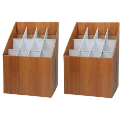 AdirOffice File Cabinets<12-Slot Roll File Box, Walnut, 22"H x 15"W x 12"D, Walnut, 2/Pack (627-2PK)