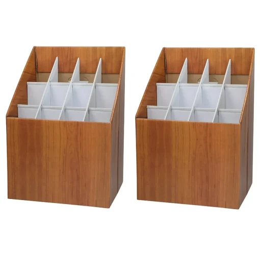AdirOffice File Cabinets<12-Slot Roll File Box, Walnut, 22"H x 15"W x 12"D, Walnut, 2/Pack (627-2PK)