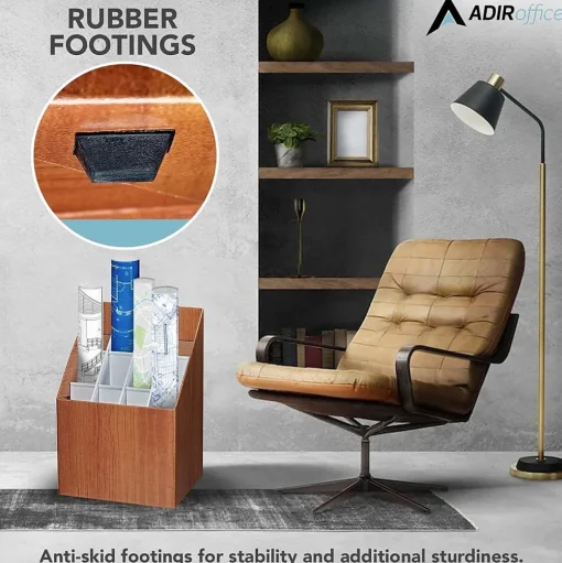 AdirOffice File Cabinets<12-Slot Roll File Box, Walnut, 22"H x 15"W x 12"D, Walnut, 2/Pack (627-2PK)
