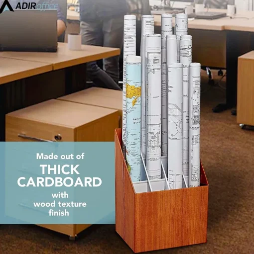 AdirOffice File Cabinets<12-Slot Roll File Box, Walnut, 22"H x 15"W x 12"D, Walnut, 2/Pack (627-2PK)