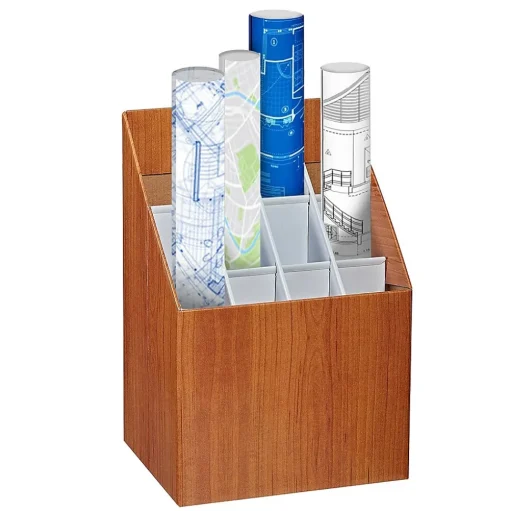 AdirOffice File Cabinets<12-Slot Roll File Box, Walnut, 22"H x 15"W x 12"D, Walnut, 2/Pack (627-2PK)