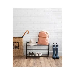 Advantus Shelving<FlipShelf 2-Shelf Steel Rack, 18" x 26.75" x 12", Black (38780)