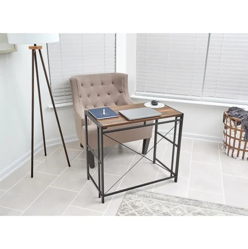 Advantus Corner Desks<Flipshelf 32"W Computer Desk, Wood Grain/Black (39338)