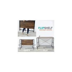 Advantus Corner Desks<Flipshelf 40"W Workstation Desk, Wood Grain/Black (39347)