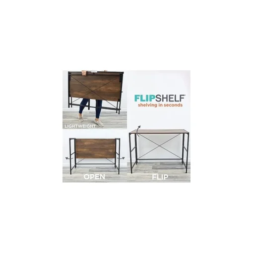 Advantus Corner Desks<Flipshelf 40"W Workstation Desk, Wood Grain/Black (39347)