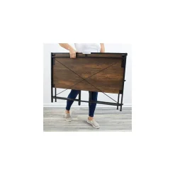 Advantus Corner Desks<Flipshelf 40"W Workstation Desk, Wood Grain/Black (39347)