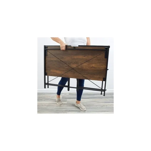 Advantus Corner Desks<Flipshelf 40"W Workstation Desk, Wood Grain/Black (39347)
