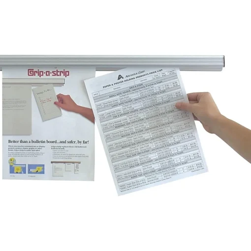 Advantus Bulletin<Grip-A-Strip Display Rail, 36”L x 1.5”H, Satin Aluminum Finish (AVT2005)