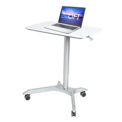 Seville Classics Standing Desks<AIRLIFT XL Pneumatic Sit-Stand Mobile Desk Cart, Height-Adjustable from 27.1 to 41.9, White