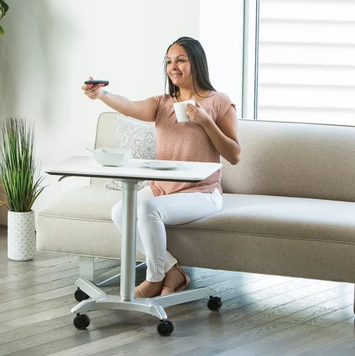 Seville Classics Standing Desks<AIRLIFT XL Pneumatic Sit-Stand Mobile Desk Cart, Height-Adjustable from 27.1 to 41.9, White