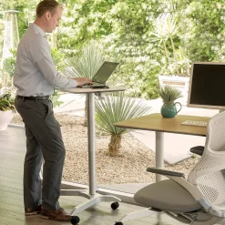 Seville Classics Standing Desks<AIRLIFT XL Pneumatic Sit-Stand Mobile Desk Cart, Height-Adjustable from 27.1 to 41.9, White