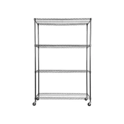 Alera Shelving<Complete 4-Shelf Metal Unit, 48"W, Anthracite Black (ALESW604818BA)